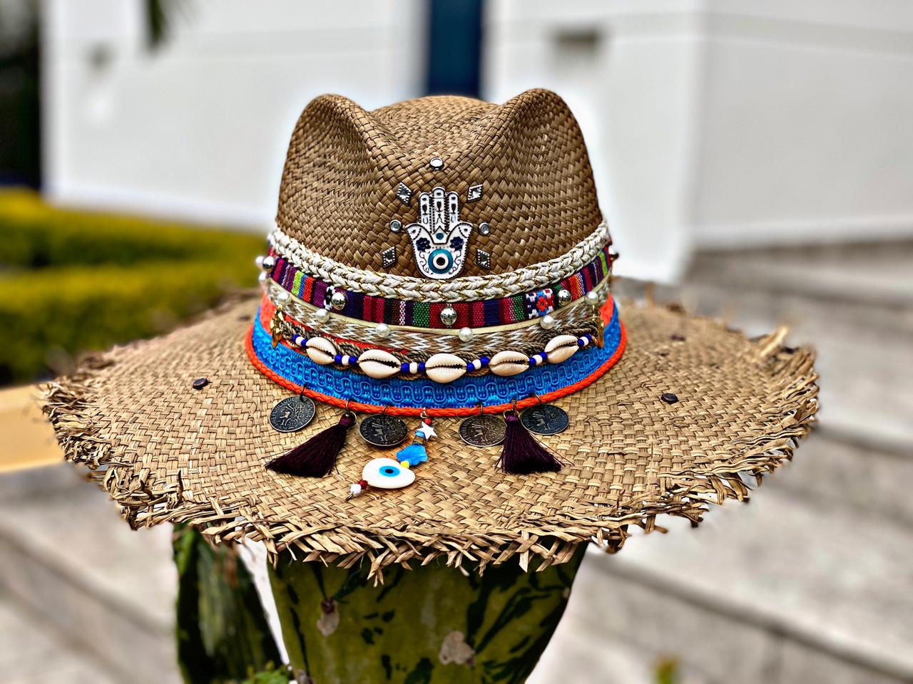 cable Correspondiente a Árbol de tochi Sombrero Para Mujer Decorado - Desflecado Indiana - Ref. 221220008 |  Milolita Store - Tienda Virtual