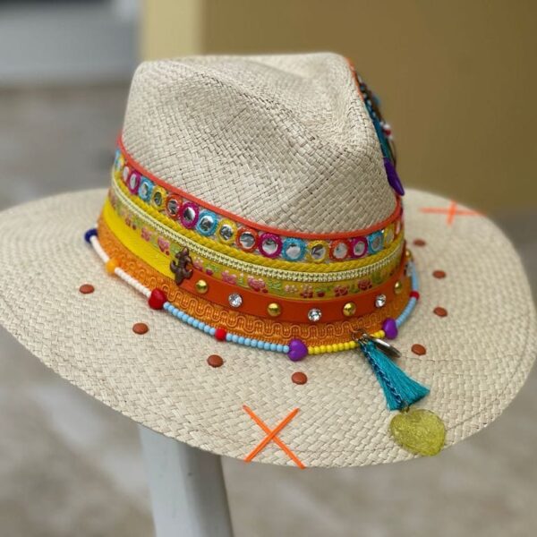 Sombrero Indiana decorado para mujer — Talla Sombrero: Talla 6 (59 cm)