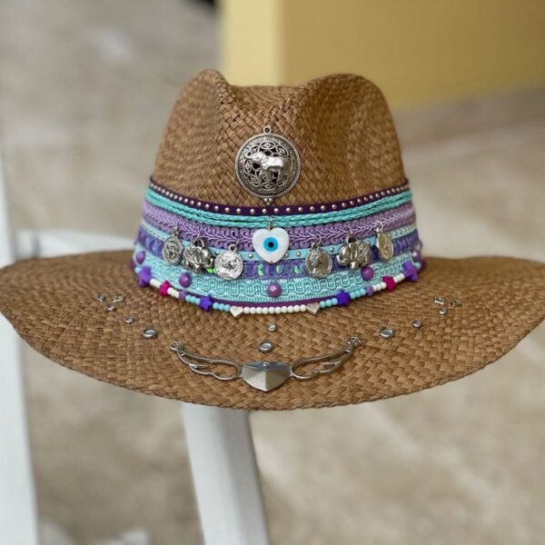 Sombrero Indiana decorado para mujer — Talla Sombrero: Talla 6 (59 cm)