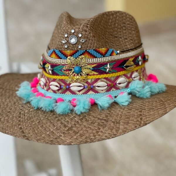 Sombrero Indiana decorado para mujer Sombrero Indiana decorado para mujer — Talla Sombrero: Talla 6 (59 cm)