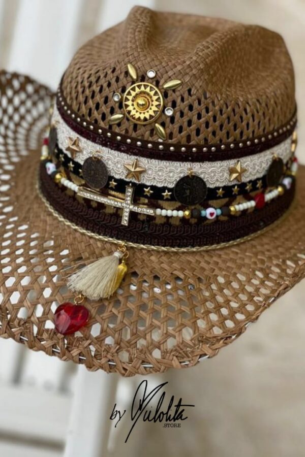 Sombreros Personalizados Artesanales en Colombia | Milolita Sombrero Calado para mujer decorado — Talla Sombrero: Talla 6 (59 cm)