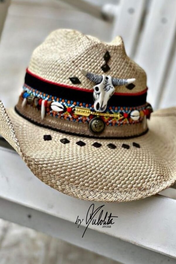 Sombreros Decorados para Mujer en Colombia | Milolita Sombrero Cowboy Bull para mujer decorado — Talla Sombrero: Talla 6 (59 cm)