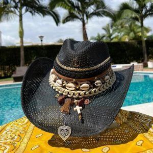 Sombrero negro decorado para mujer Ancla 00002