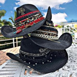 Sombrero negro decorado para mujer varios 00001
