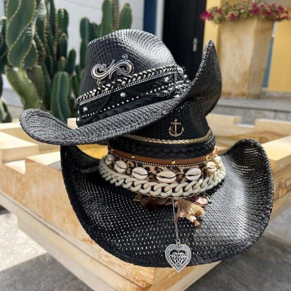 Sombrero negro decorado para mujer varios 00001
