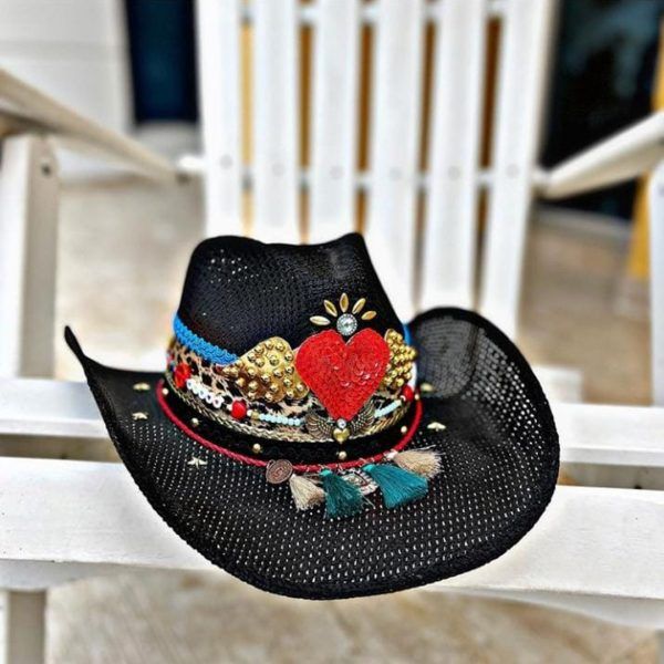 Sombrero para mujer decorado - Calado - Amour Dark - Ref. 220721001 | Milolita Store - Tienda Virtual |%count(title)%