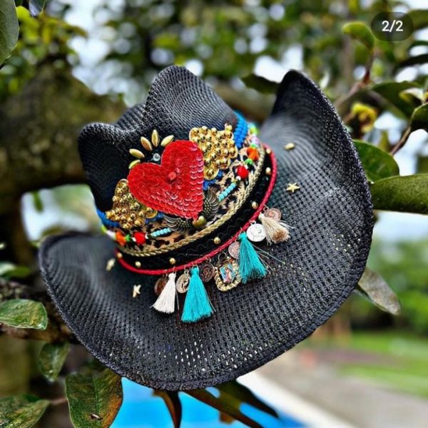 Sombrero para mujer decorado - Calado - Amour Dark - Ref. 220721001 | Milolita Store - Tienda Virtual |%count(title)%
