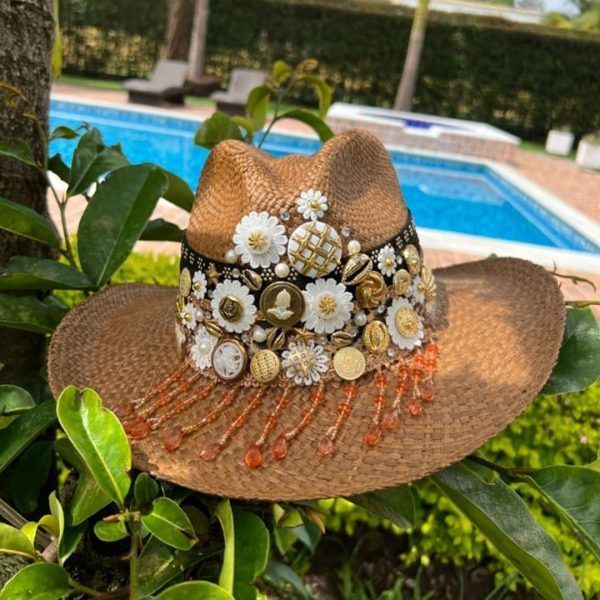 Sombrero para mujer decorado - Indiana - Flower - Ref. 220830001 | Milolita Store - Tienda Virtual |%count(title)%