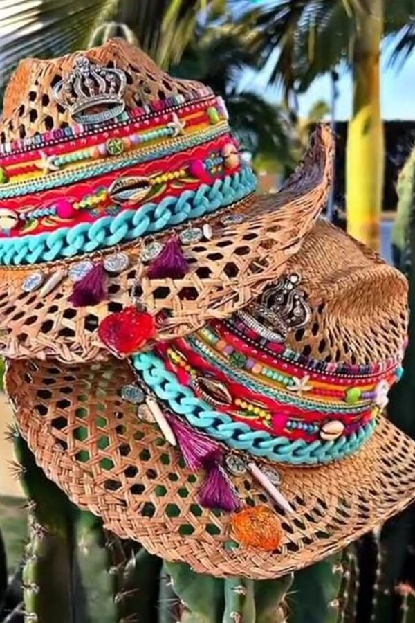 sombrero calado decorado para mujer