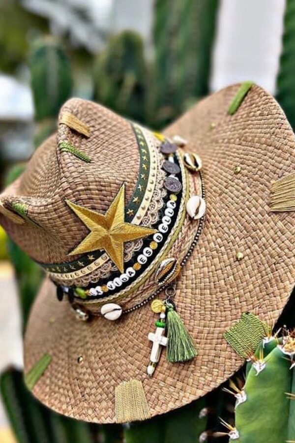 Sombrero Indiana Pop Star decorado para Mujer 00003
