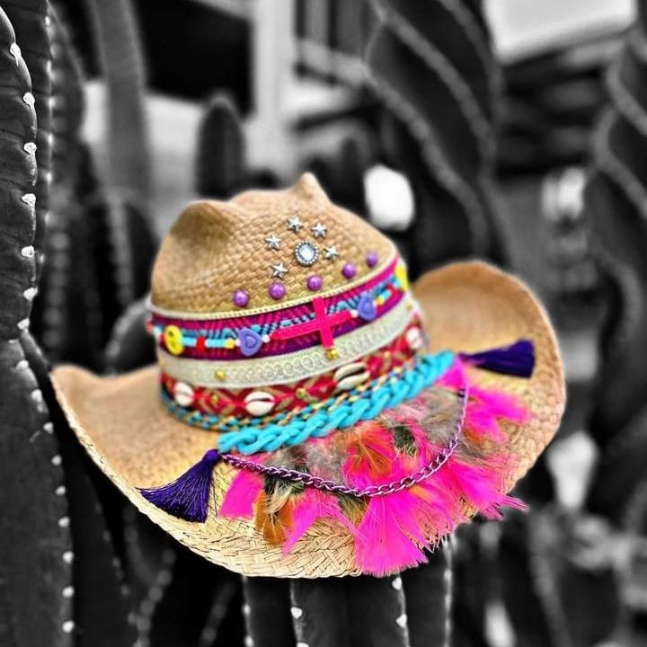 1 pieza Sombrero cowboy para mujeres caqui jacquard PU remache adorno  vintage estilo occidental , adecuado para uso diario, Moda de Mujer