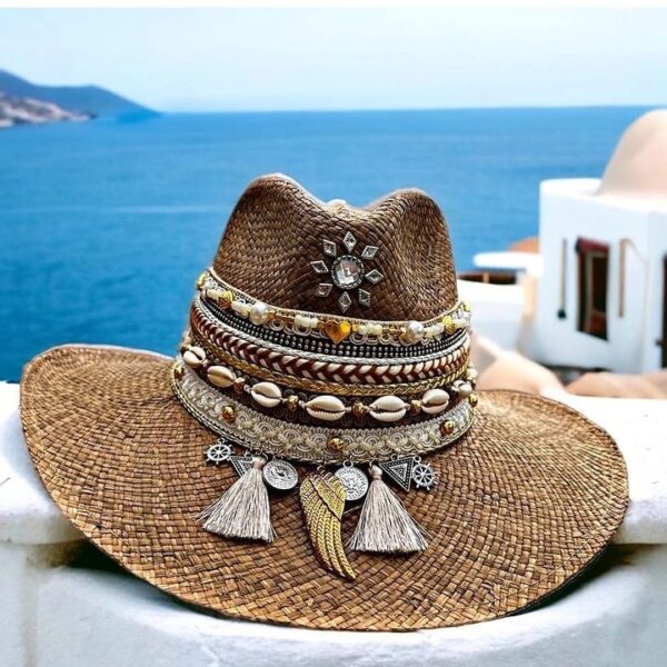 Sombrero Indiana café Vintage decorado para mujer