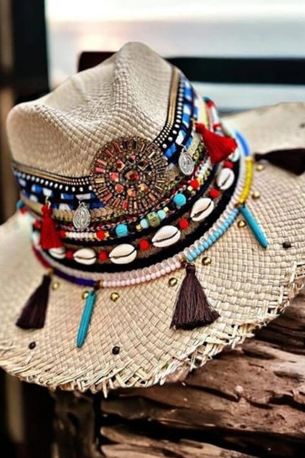 Sombreros Decorados para Mujer en Colombia | Milolita Sombrero indiana desflecado azteca 00001