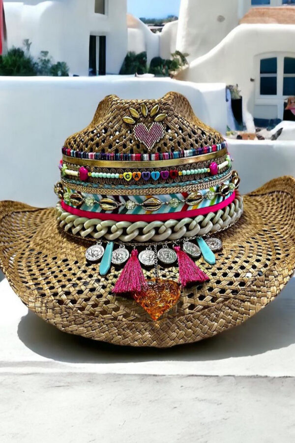 Sombreros Decorados para Mujer en Colombia | Milolita Sombrero Calado café Vintage con cadena