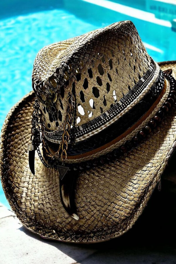 Sombrero cowboy texano café decorado calado