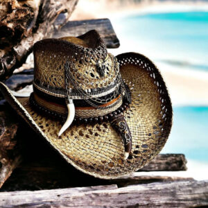 Sombrero cowboy texano café decorado caladoSombreros Para Hombre, sombreros de palma de iraca, Hats made of Iraca palm