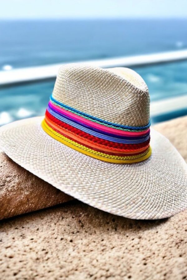 sombrero decorado para mujer splash indiana crudo
