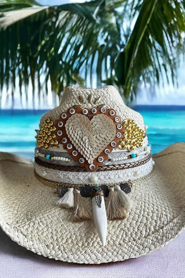 Sombrero decorado Amar cowboy color crudo 00001