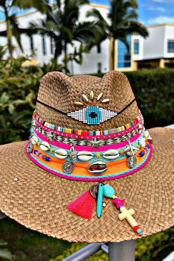 Sombrero Indiana café ojito de la suerte Rosse 00001