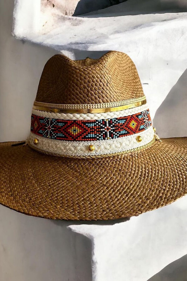 Sombrero decorado Indiana AZTECA café