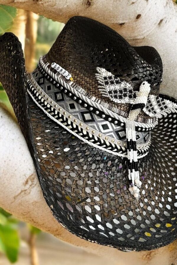 sombrero decorado para mujer calado negro liberty