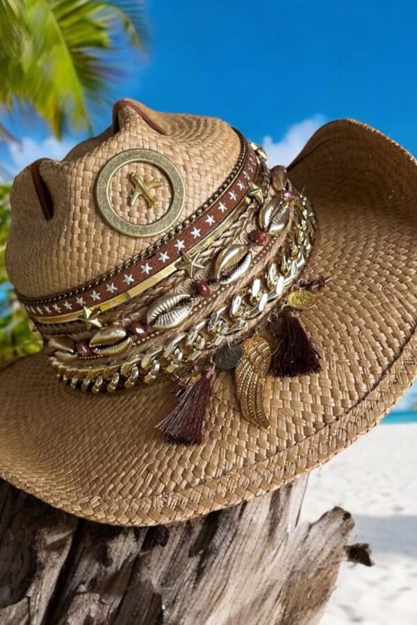 Sombrero personalizado para mujer azteca cowboy café