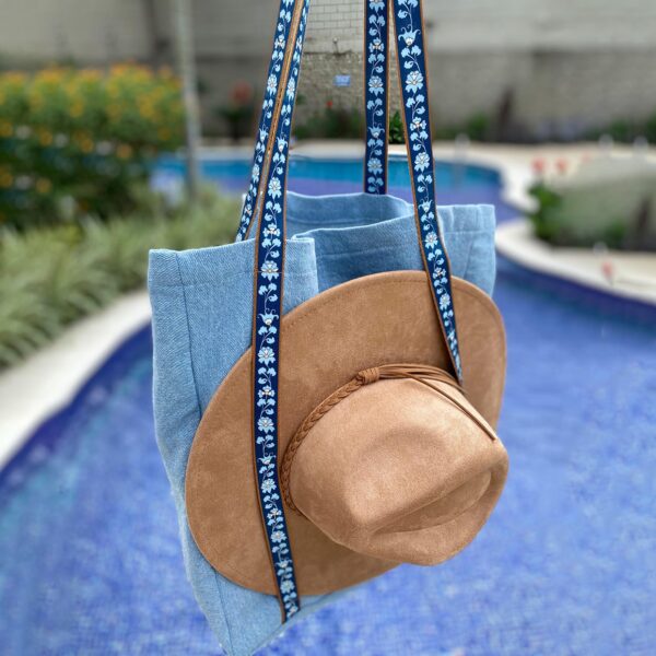 Bolso Folky Índigo con porta sombrero, Bolso Folky Índigo Stone