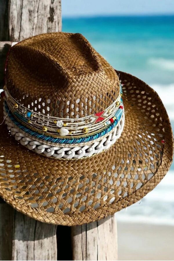 Sombrero Calado Cowboy Café Jacinto con Cadena
