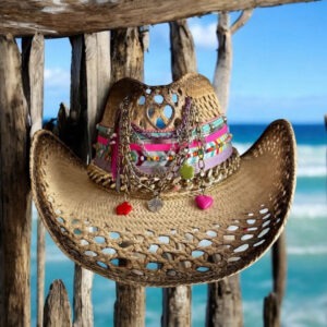 Sombrero decorado para mujer Calado Cowboy Texano Heart Café
