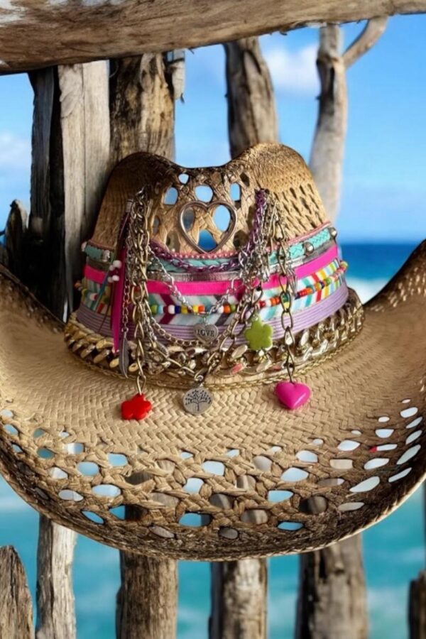 Sombrero decorado para mujer Calado Cowboy Texano Heart Café