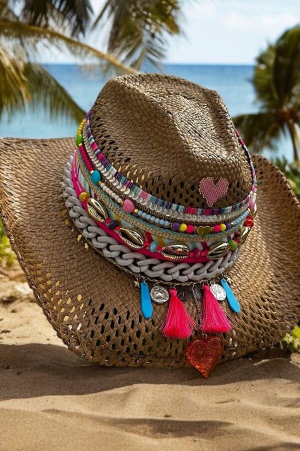 sombrero calado decorado para mujer color cafe oscuro ref250207002