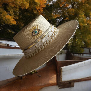 sombrero cordobes decorado para mujer color beige 00001, Sombreros