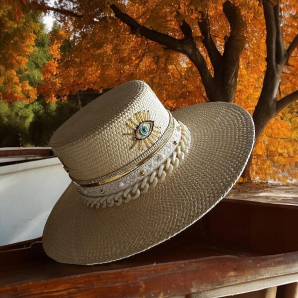 sombrero cordobes decorado para mujer color beige 00005, Sombrero Cordobés Jaipur Color Crudo, sombreros de palma de iraca, Hats made of Iraca palm