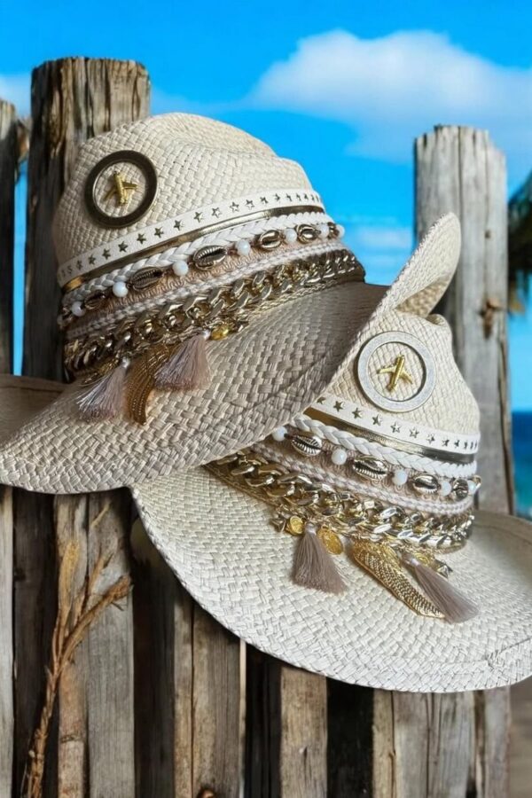 Sombrero cowboy decorado Travel silver color natural 00001