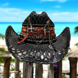 sombrero decorado cowboy rebel rock 00001, Sombreros Personalizados Para Hombre, sombreros de palma de iraca, sombreros decorados en colombia, sombreros personalizados de palma de iraca, sombreros artesanales con bordados, Hats made of Iraca palm
