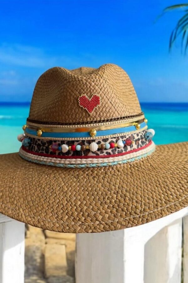 sombrero indiana decorado cafe print heart 250331001