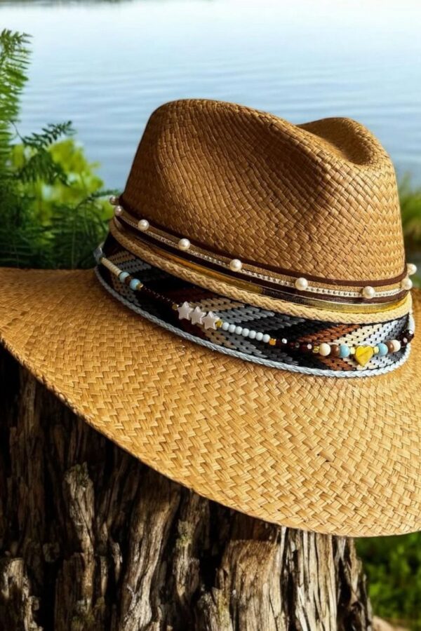 Sombrero indiana café decorado Hibisco 250401001 0001