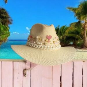 Sombrero Indiana personalizado para mujer Heart rose color crudo 001, Sombreros