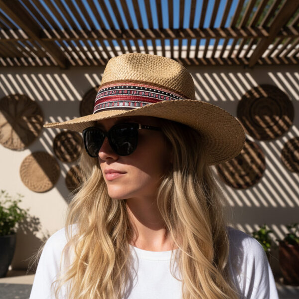 Sombrero Borsalino Color Cafe con adorno Boho Travel Cherry Shine — Talla Sombrero: 55 cm Sombrero Borsalino Color Cafe con adorno Boho Travel Cherry Shine — Talla Sombrero: 55 cm