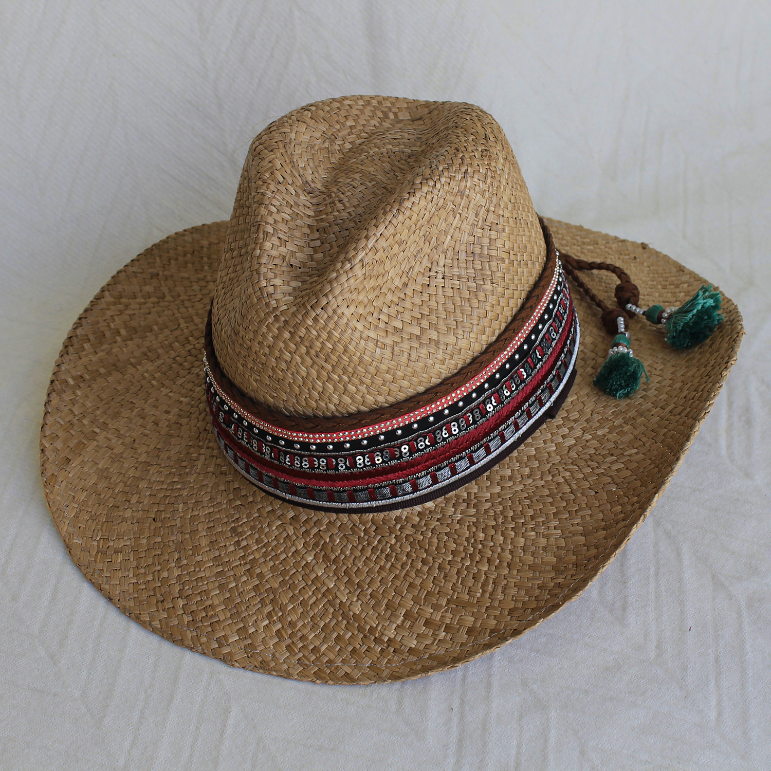 Sombrero Borsalino Color Cafe con adorno Boho Travel Cherry Shine Sombrero Borsalino Color Cafe con adorno Boho Travel Cherry Shine
