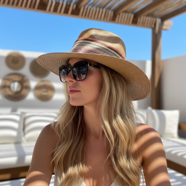 Sombrero Borsalino Color Cafe con adorno Boho Travel Indi Flecos — Talla Sombrero: 55 cm, Boho Travel Collection, sombreros de palma de iraca, sombreros decorados en colombia, sombreros personalizados de palma de iraca, sombreros artesanales con bordados, Hats made of Iraca palm Sombrero Borsalino Color Cafe con adorno Boho Travel Indi Flecos — Talla Sombrero: 55 cm, Boho Travel Collection, sombreros de palma de iraca, sombreros decorados en colombia, sombreros personalizados de palma de iraca, sombreros artesanales con bordados, Hats made of Iraca palm