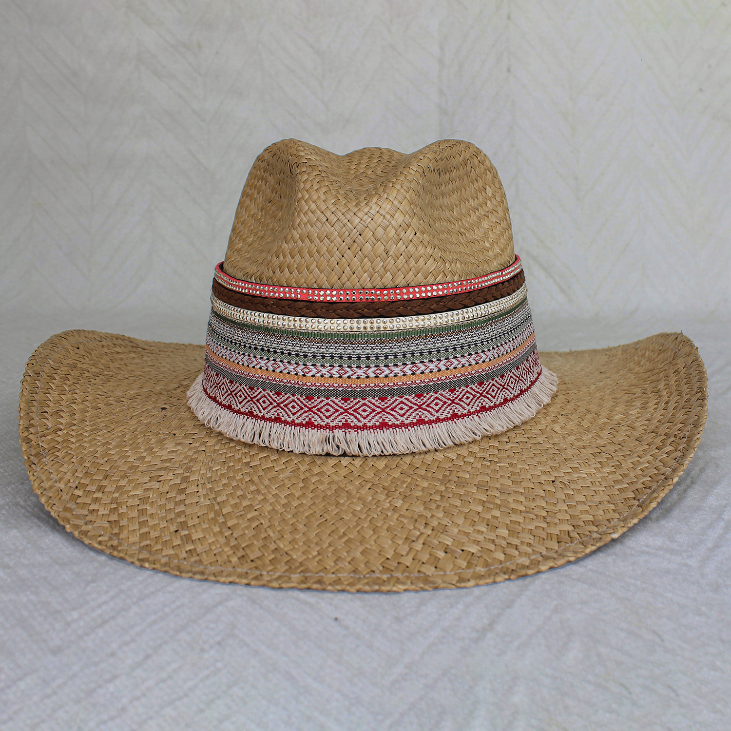 Sombrero Borsalino Color Cafe con adorno Boho Travel Indi Flecos Sombrero Borsalino Color Cafe con adorno Boho Travel Indi Flecos