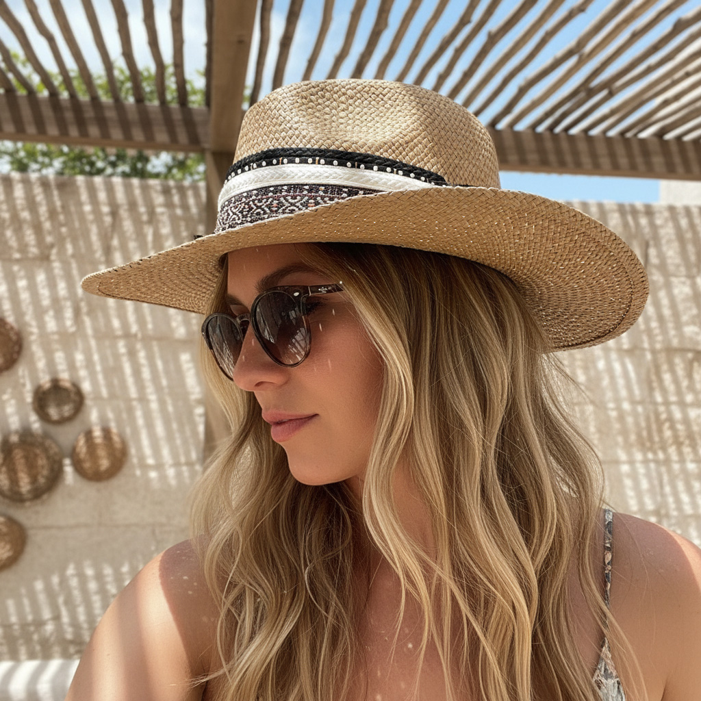 Sombrero Borsalino Color Cafe con adorno Boho Travel Marroquí Coins Sombrero Borsalino Color Cafe con adorno Boho Travel Marroquí Coins — Talla Sombrero: 55 cm