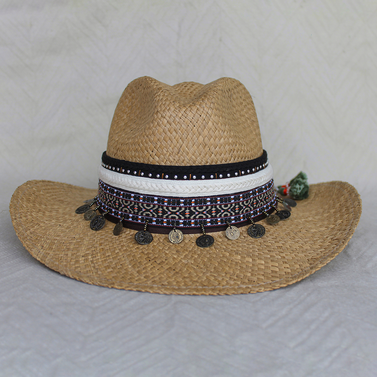 Sombrero Borsalino Color Cafe con adorno Boho Travel Marroquí Coins Sombrero Borsalino Color Cafe con adorno Boho Travel Marroquí Coins