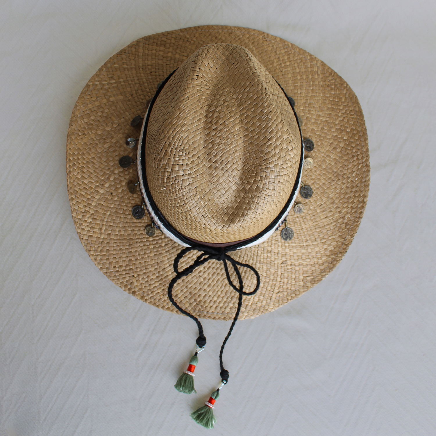 Sombrero Borsalino Color Cafe con adorno Boho Travel Marroquí Coins Sombrero Borsalino Color Cafe con adorno Boho Travel Marroquí Coins