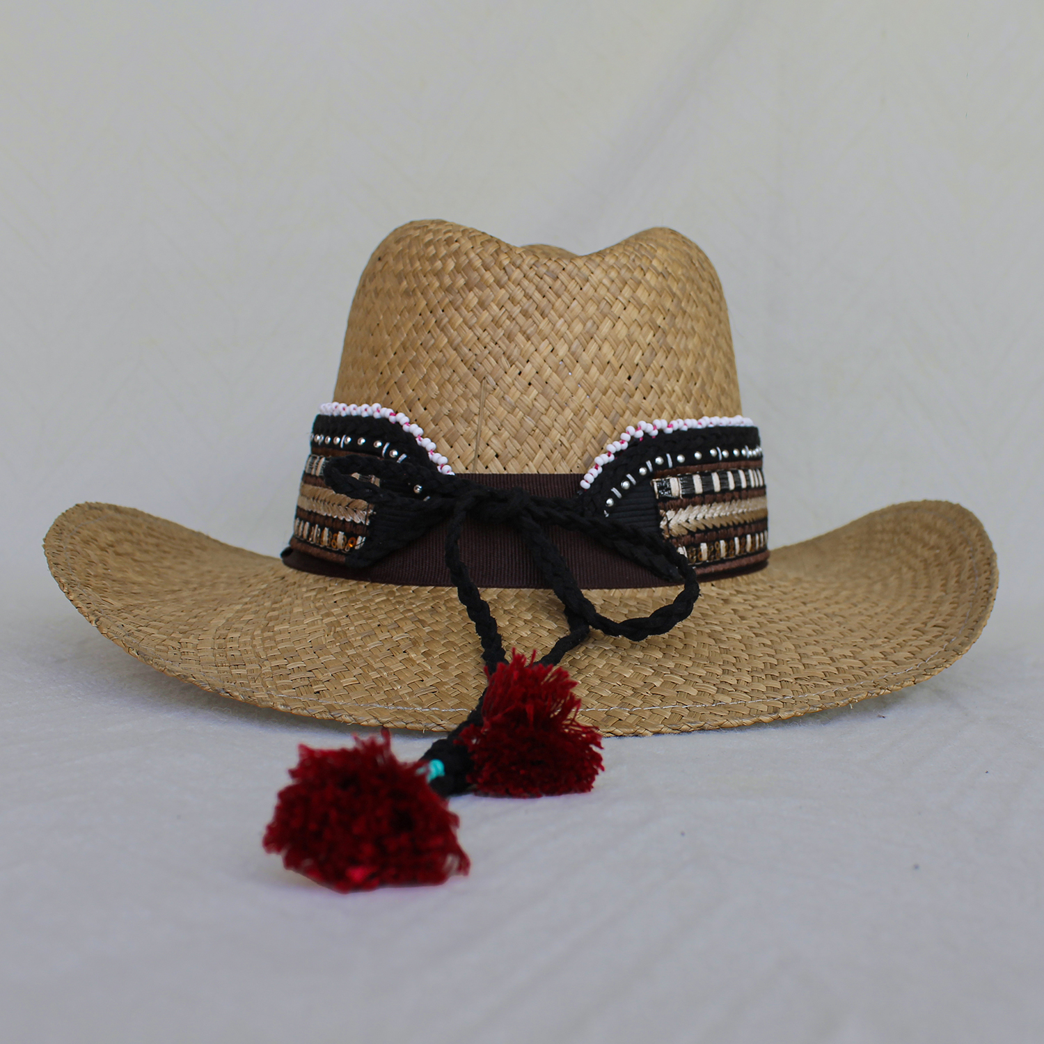 Sombrero Borsalino Color Cafe con adorno Boho Travel Mostacilla Sombrero Borsalino Color Cafe con adorno Boho Travel Mostacilla