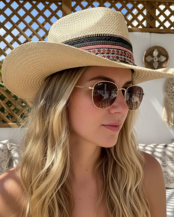 Sombreros Artesanales en Palma de Iraca | Milolita Colombia Sombrero Borsalino Color Cafe con adorno Boho Travel Pinky Coins — Talla Sombrero: 55 cm