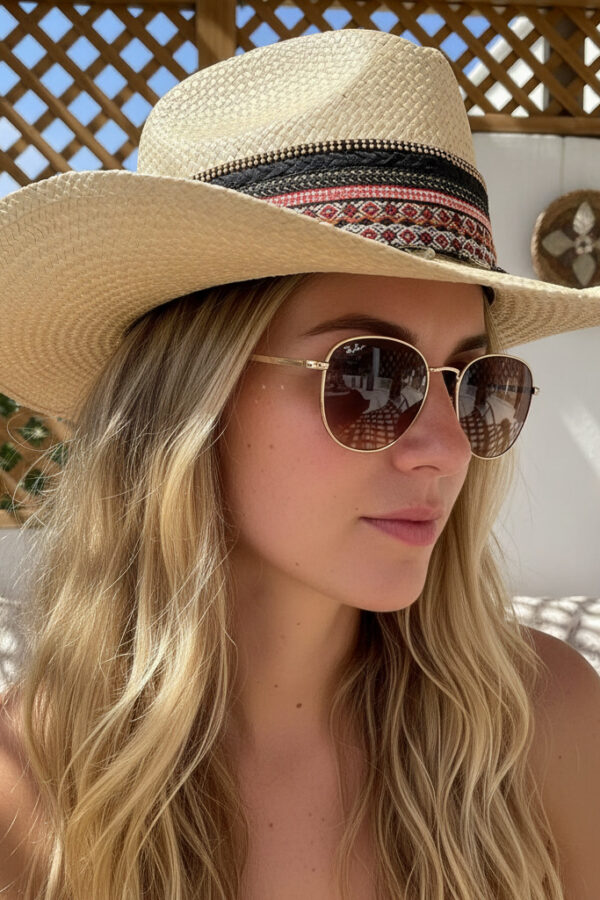 Sombreros Artesanales en Palma de Iraca | Milolita Colombia Sombrero Borsalino Color Cafe con adorno Boho Travel Pinky Coins — Talla Sombrero: 55 cm