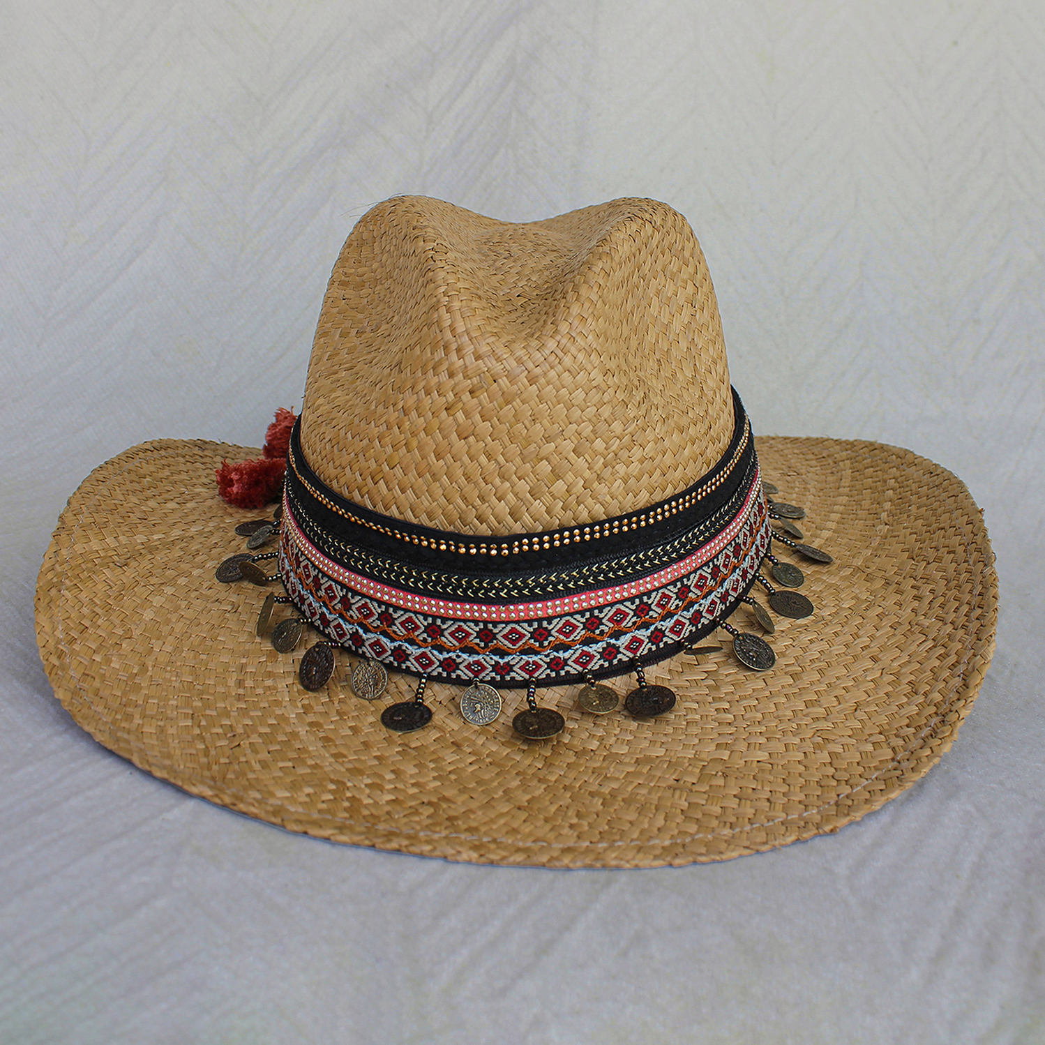 Sombrero Borsalino Color Cafe con adorno Boho Travel Pinky Coins Sombrero Borsalino Color Cafe con adorno Boho Travel Pinky Coins