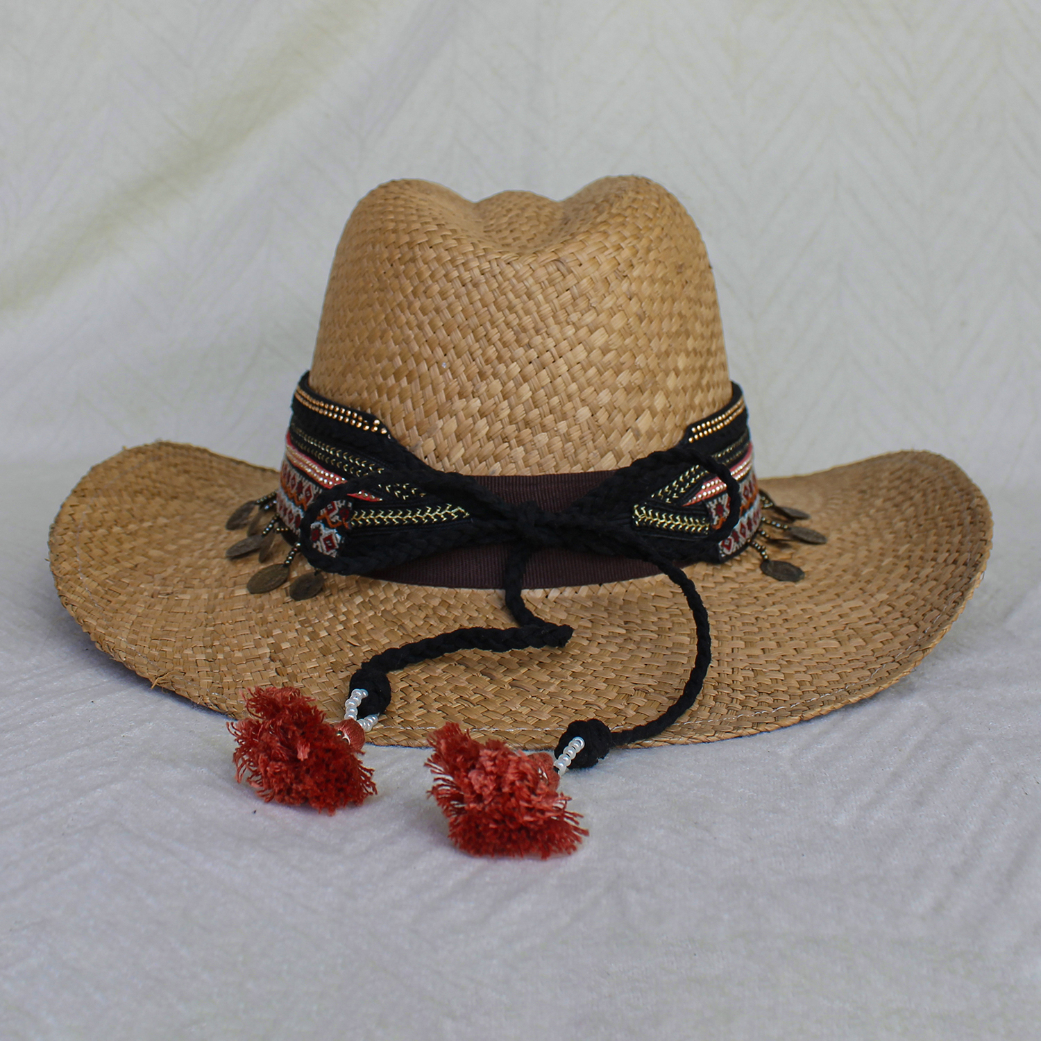 Sombrero Borsalino Color Cafe con adorno Boho Travel Pinky Coins Sombrero Borsalino Color Cafe con adorno Boho Travel Pinky Coins